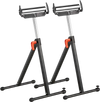VEVOR 2-Pack Roller Stands, 250 lbs Load Capacity, 27-43 in Adjustable Height, Folding Heavy Duty with Polished Steel Roller Head & Edge Guides, for Table Saw Outfeed Woodworking Extension Support