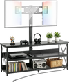 VEVOR TV Stand with Mount, 47.2 Inch, TV Stand Console with Power Outlet, for 32-75 Inch TVs, Height Adjustable Swivel Entertainment Center with Open Storage Shelf, for Living Room Bedroom, Black
