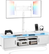 VEVOR TV Stand with Mount, 59.1 Inch, Swivel TV Stand Console with Power Outlet, for 32-75 Inch TVs, Height Adjustable Modern Entertainment Center with Storage & LED Lights, for Living Room, White