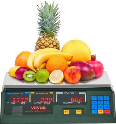 VEVOR Electronic Price Computing Scale, 66 LB Digital Deli Weight Scales, LED Digital Commercial Food Fruit Meat Produce Counting Weight, for Retail Outlet Store, Kitchen, Restaurant Market, Farmer