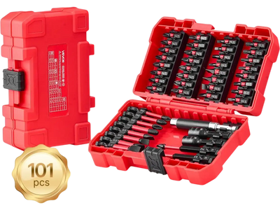 VEVOR Screwdriver Bit Set, 101-Piece, Magnetic Phillips, Pozidriv, Slotted, Square, Torx, Hex Bits, Hex Nut Sockets, Extension Rod with Storage Case, High-Strength S2 Alloy Steel, Blackened Finish