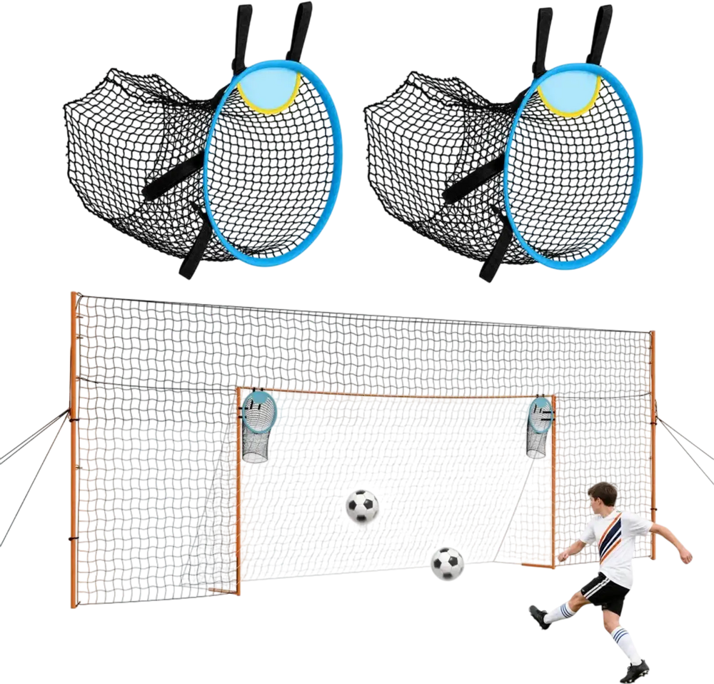 VEVOR Soccer Goal 16 x 7 FT Soccer Goal for Backyard with Iron Frame PE Net, Durable Backstop, Target Net, Ground Stakes, Ropes, for Youth & Adults, Outdoor Sports, Backyard Games, Practice Training