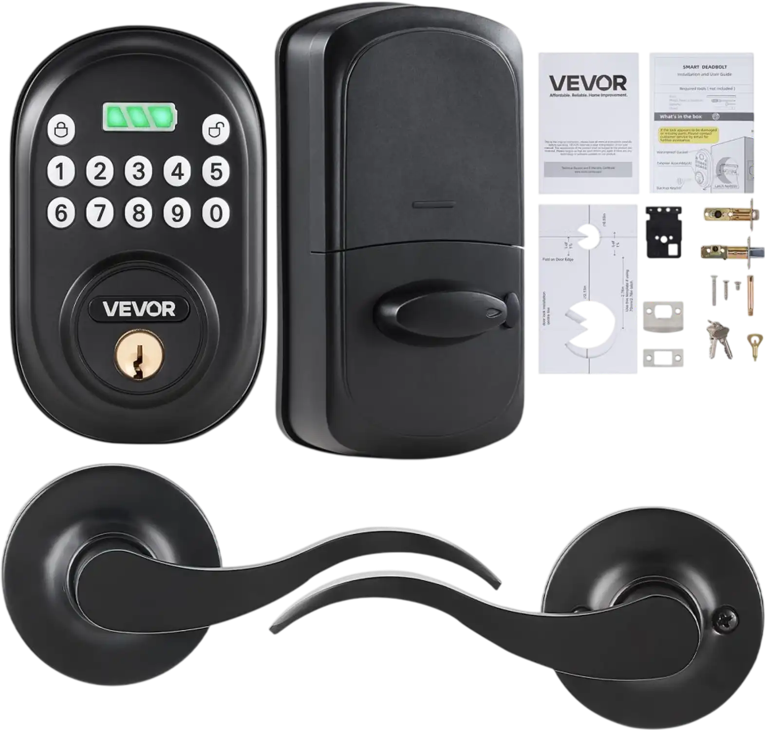 Vevor Door Lock Keyless Entry with Handle Matte Black New