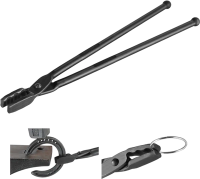 VEVOR Blacksmith Tongs, 18” Wolf Jaw Tongs, Carbon Steel Forge Tongs with A3 Steel Rivets, for Horseshoes, Curved Shapes, Block Forgings, for Beginner and Seasoned Blacksmiths and Bladesmiths