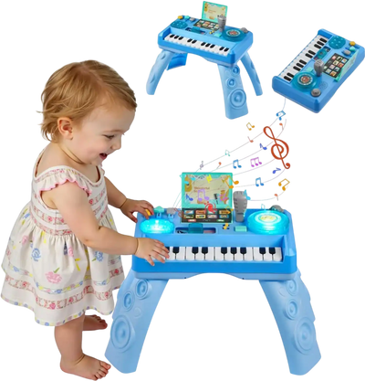 VEVOR Baby DJ Playset for Toddlers 1-3, Educational Musical Table Toys with 133 Sound Sources, Recording and LED DJ Turntable, Baby Activity Table for Birthday, Gift for Kids Aged 6+ Months