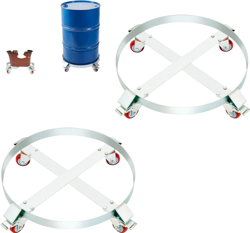 VEVOR 2PCS 55 Gallon Heavy Duty Drum Dolly, 1000 lbs Load Capacity, Barrel Dolly Cart Drum Caddy, Non Tipping Hand Truck Capacity Dollies with Steel Frame 4 Swivel Casters Wheel, for Drum Handling