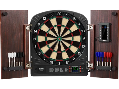 VEVOR Dartboard and Cabinet Set, Ready-to-Play Bundle Dartboard Cabinet Set, Hideaway Cabinet Features Electronic Scoring, Easy Assembly, Complete with All Accessories, Perfect for Cricket Games