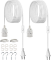 VEVOR Plug in Hanging Light Cord Kit, 16ft Lantern Extension Cords, 2 Pack E26 Light Socket Lamp Cord Replacement, Secure & Sturdy, Easy to Install, Pendant Lamp Kit On/Off Switch & Socket Rings