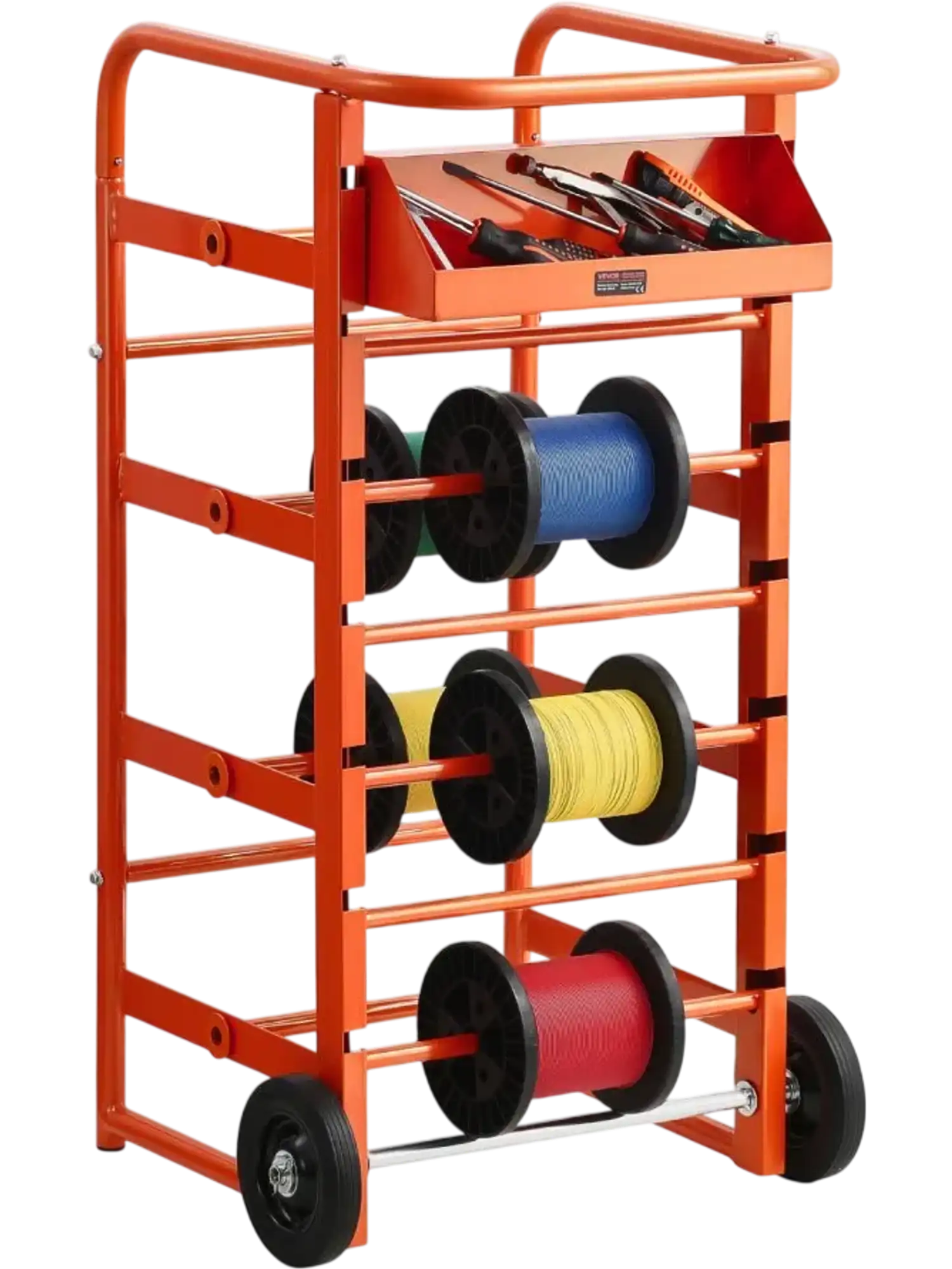 Vevor Wire Spool Rack Multi-Spool Cable Cart with Wheels and Storage Tray New