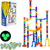 VEVOR Marble Run Set, 110 Piece Marble Maze Building Block Brain Game, with 10 Glow in the Dark Marbles + 20 Glass Marbles, Educational Learning Race Track STEM Toys, for Kids, Boys, Girls Ages 3 +
