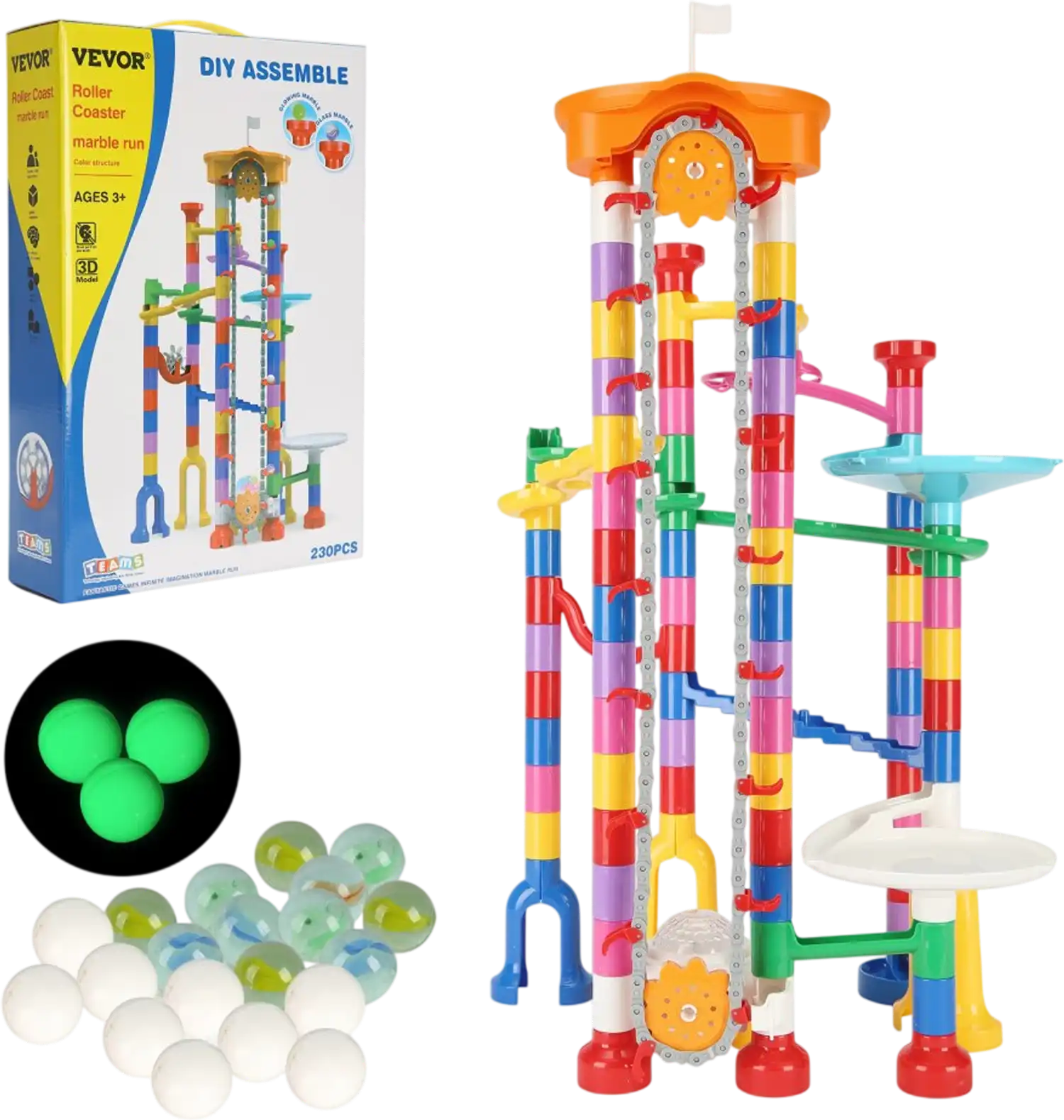 Vevor Marble Run Set Motorized Elevator Educational Maze Game 230 pcs New