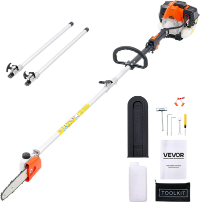 Vevor Pole Saw 33CC 2-Stroke Gas Powered 8 in. Cutting Bar 6.7-11.6 ft. Extendable New