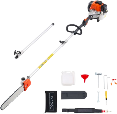 Gas Pole Saw 52CC 2-Stroke Extendable Cordless Tree Trimmer 14in Cutting Bar