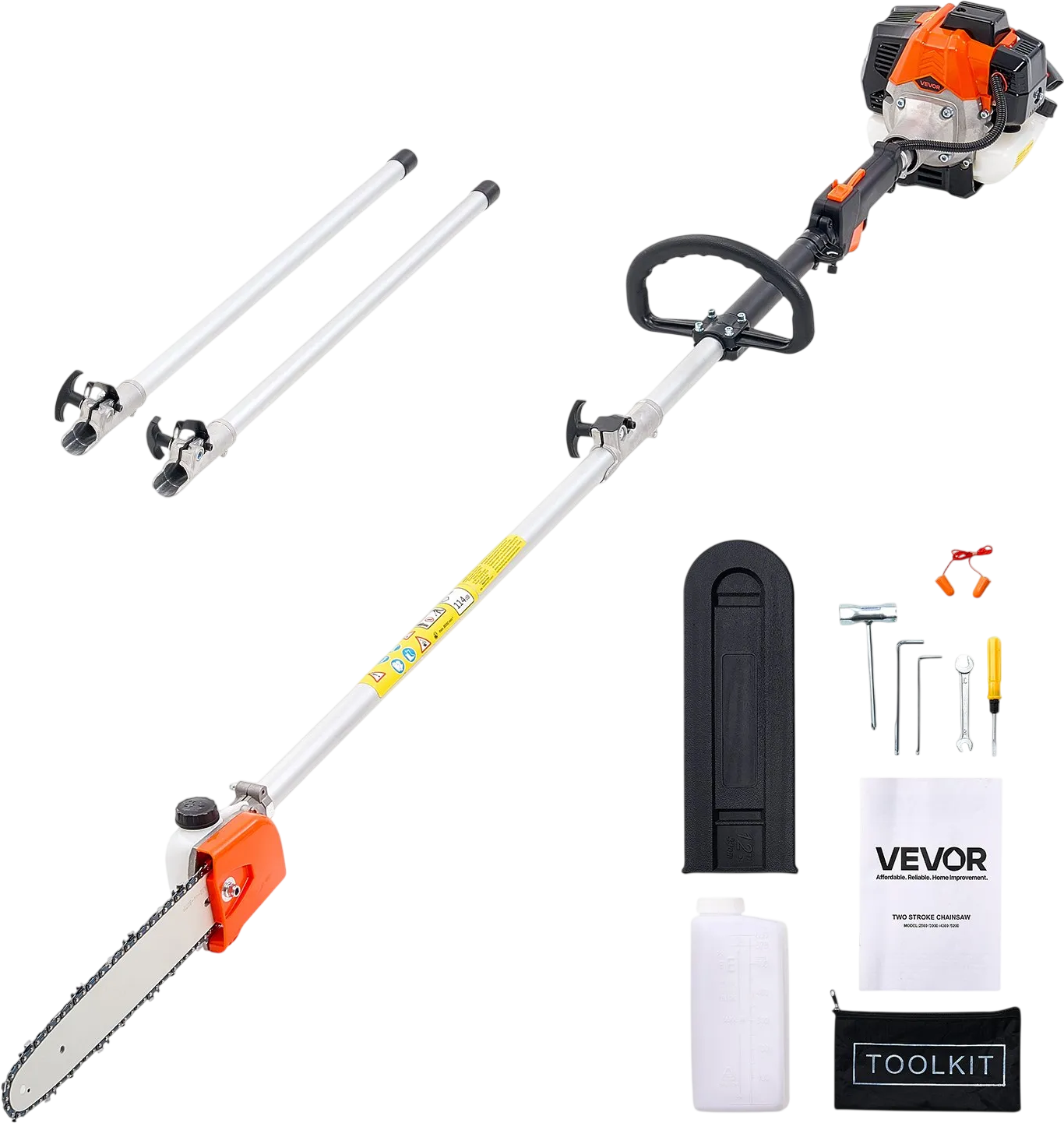 Vevor Pole Saw 25CC 2-Stroke Gas Powered 12 in. Cutting Bar 7-12 ft. Extendable New
