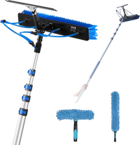 VEVOR Solar Panel Cleaning Kit, 26 ft, Water Fed Pole Kit with Cleaning Brush, Squeegee, Soap Dispenser, Extendable Aluminum Telescopic Pole, 180° Rotatable Brush Head, for Roof Mounted Solar Panels