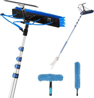 Vevor Solar Panel Cleaning Kit 26' Water Fed Pole with Brush, Squeegee & Soap Dispenser New