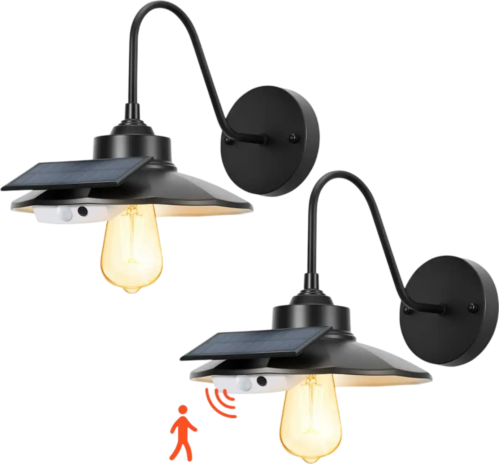 Vevor Barn Light Solar Outdoor Gooseneck Wall Sconce 2-Pack Black New