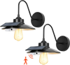 VEVOR Solar Outdoor Barn Light, 3 Lighting Modes and Motion Sensor, 2-Pack Gooseneck Light Fixture, Farmhouse Wall Sconce, with E27 Bulb Compatible, Waterproof for Porch, House, Entryway, Garage, Black