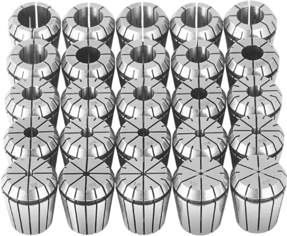 VEVOR 25 pcs ER32 Collet Set, 1/16''-13/16'', ER32 Spring Collet Chuck Set, 0.0006"/15 μm TIR Lathe Chuck Tool with 25 Labeled Storage Boxes, for CNC Engraving Machine Milling Lathe Tool Drill Press