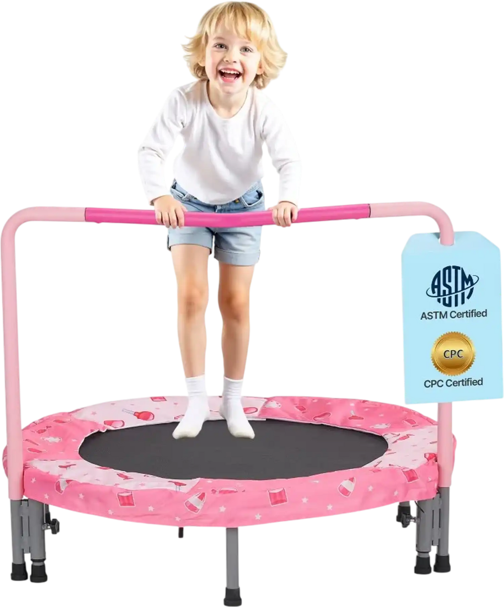 VEVOR 36" Kids Trampoline, 3FT Indoor Outdoor Trampoline, Foldable Mini Trampoline with Handle, Rebounder Trampoline for Toddlers, Birthday Gift for 3+ Years Children, Boys Girls for Fun, Red