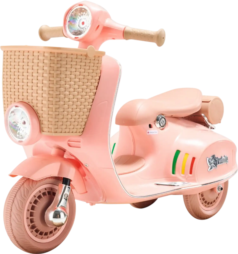 VEVOR Kids Ride On Motorcycle, 6V Battery Powered Electric Motorcycle Trike with Speed Up to 2mph, Headlight, LED Light, Music, Bluetooth, Basket, 3 Wheel Ride on Toys for Children Boys Girls Aged 3-4