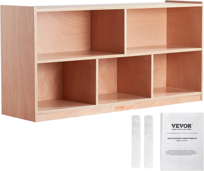 Vevor Storage Cabinet 5-Compartment Cubby Mobile Tray Natural New