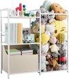 VEVOR Kids Bookshelf and Stuffed Animal Storage, Toy Storage Organizer, 2-Tier Book Shelf with Fabric Toy Chest, Toy Storage for Kids Room, Living Room, Entryway, Nursury, Preschool, White