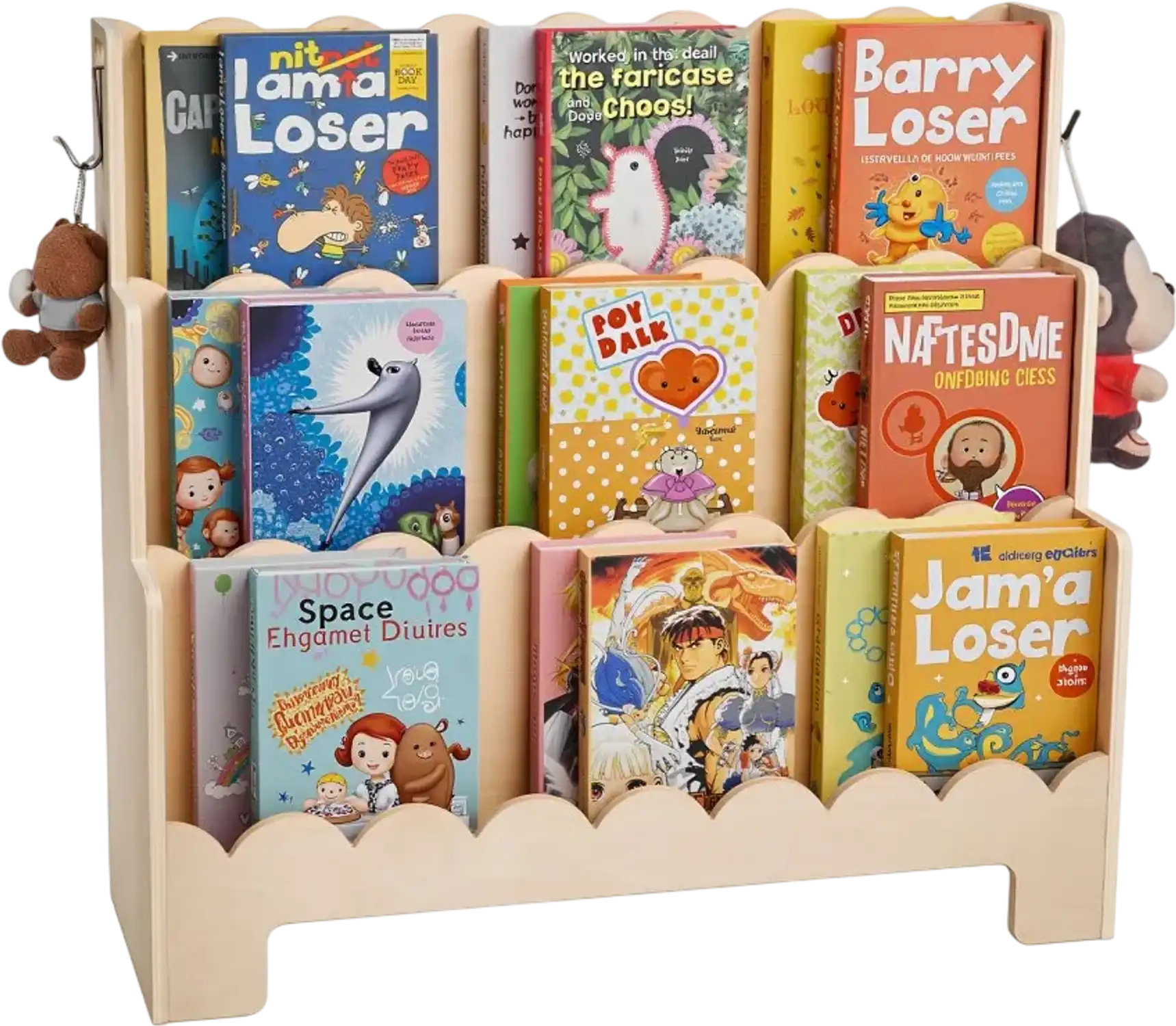 Vevor Bookshelf 3-Tier Scalloped Montessori Front-Facing Toddler Bookcase New