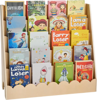 VEVOR Montessori Bookshelf, 5-Tier Scalloped Kids Bookshelf, Front Facing Toddler Bookcase, Dual Hooks for Hanging Backpacks, Baby Bookshelf for Kids Room, Living Room, Entryway, Nursury, Preschool