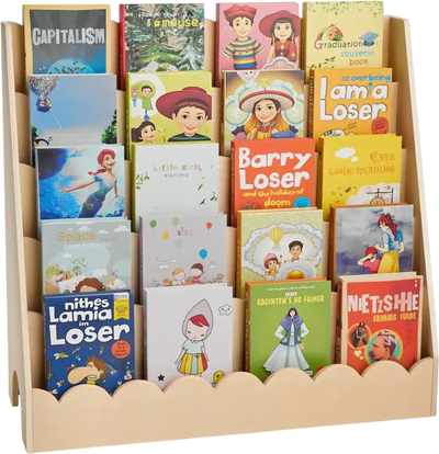 Vevor Bookcase Montessori 5-Tier Scalloped Kids Bookshelf Front Facing Toddler New