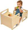 VEVOR Montessori Weaning Table and Chair Set, Wooden Toddler Table and Chair Set for Aged 1-5, Adjustable Height Kids Montessori Chair and Activity Table, Ideal for Reading, Eating, Playing - Natural
