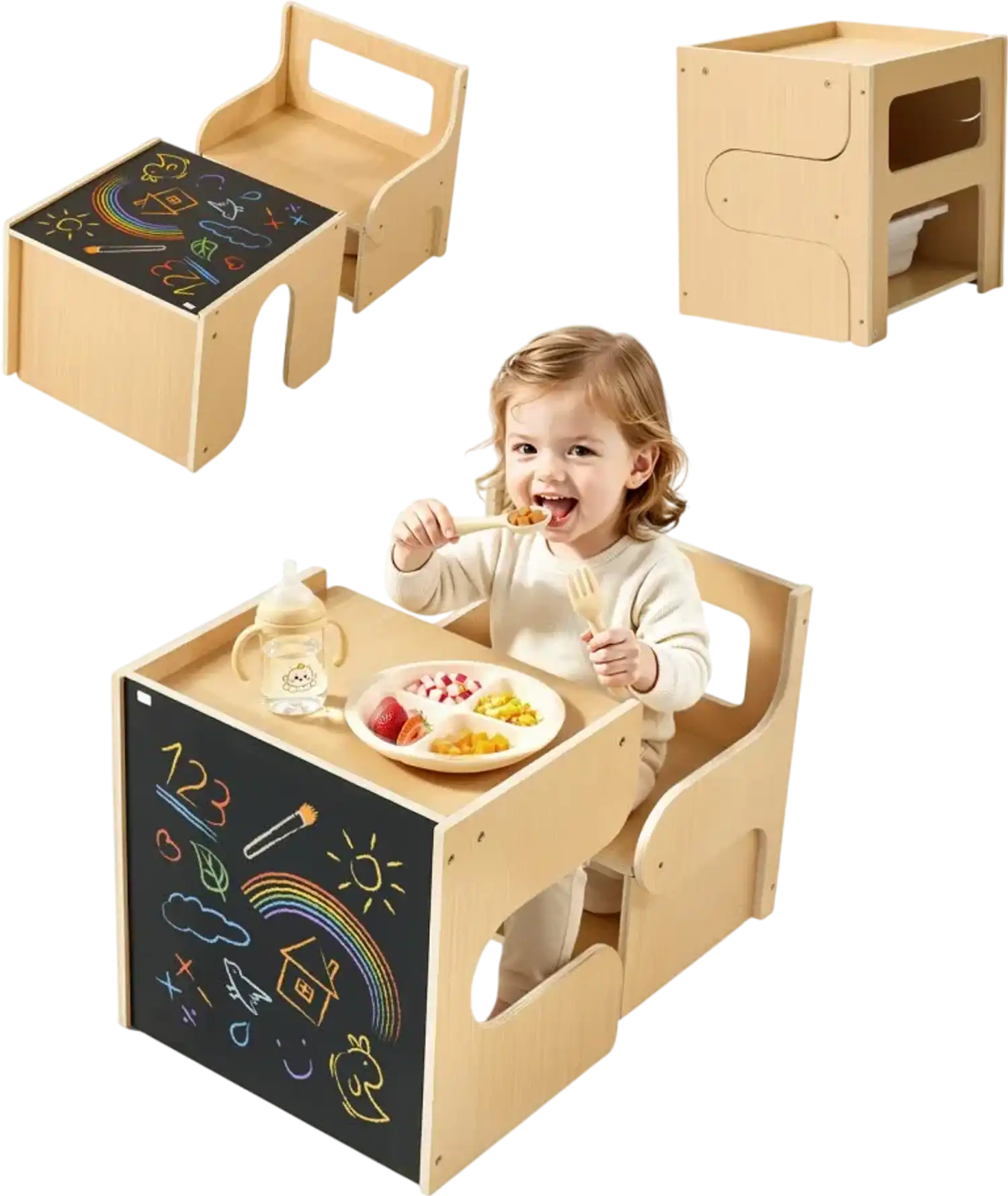 Vevor Weaning Table and Chair Set Montessori Wooden Kids Table and Chair Set New