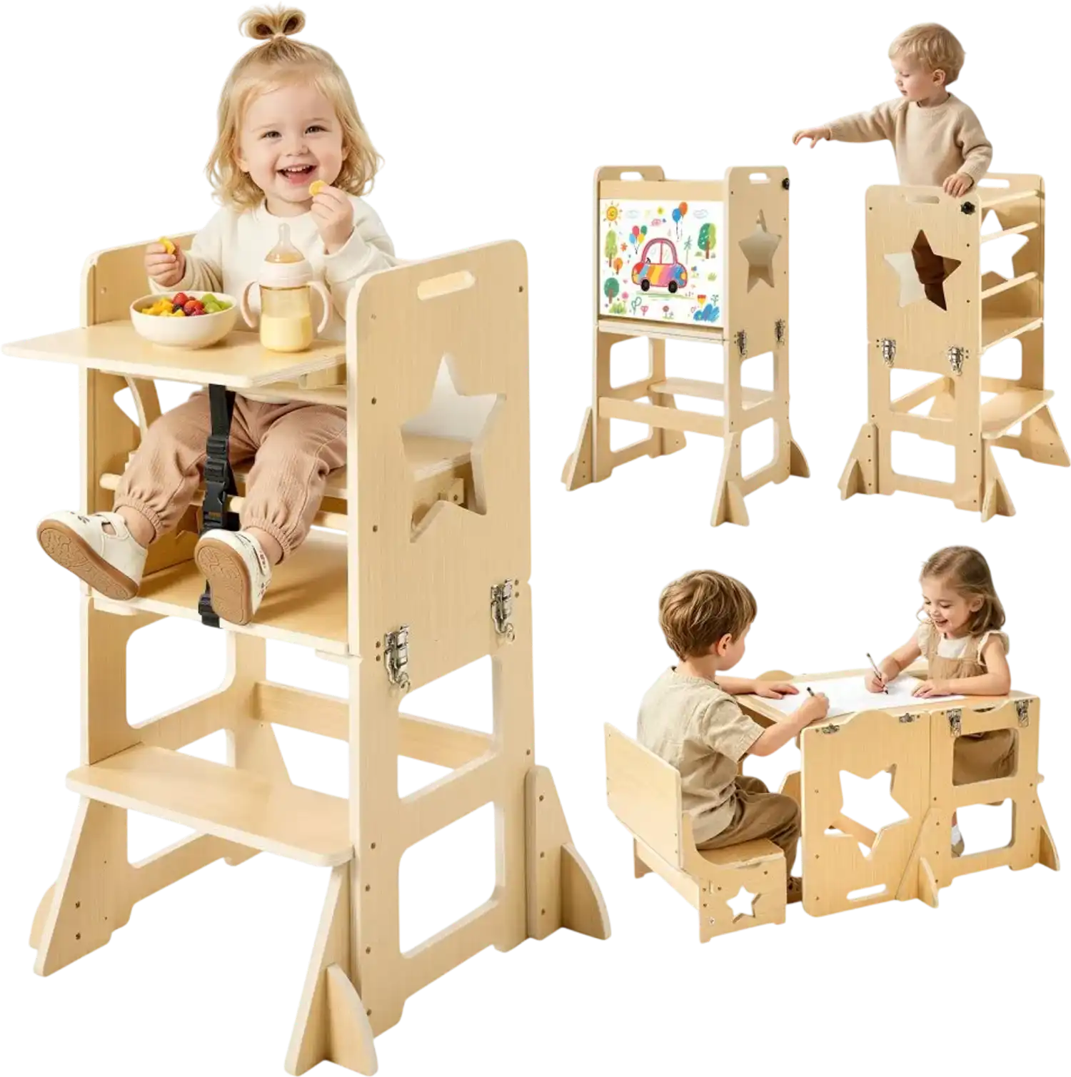 Vevor Weaning Table and Chair Set 6-in-1 Toddler Tower New