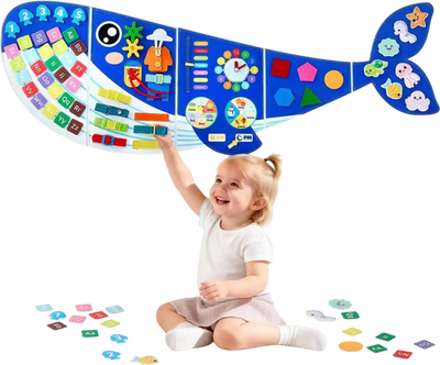 Vevor Busy Board Felt Wall Montessori Activity Toy 12-in-1 Whale New