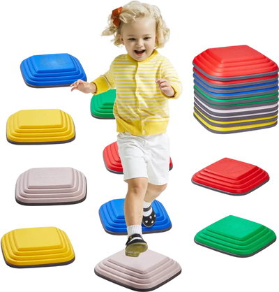 VEVOR Balance Stepping Stones for Kids, 10 PCS, Up to 220 lbs, Non-Slip Toddlers Sensory Stepping Stones, Obstacle Course Coordination Game Toys Indoor or Outdoor Play for Children Aged 3 4 5 6 7 8+
