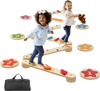 VEVOR Balance Beam Stepping Stones, 6 PCS Wooden Toddler Balance Boards, Montessori Toy for Kids 2-6, Build Coordination and Gross Motor Skills Gymnastics Obstacle Course Indoor Outdoor for Girls Boys