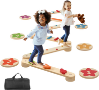 VEVOR Balance Beam Stepping Stones, 6 PCS Wooden Toddler Balance Boards, Montessori Toy for Kids 2-6, Build Coordination and Gross Motor Skills Gymnastics Obstacle Course Indoor Outdoor for Girls Boys