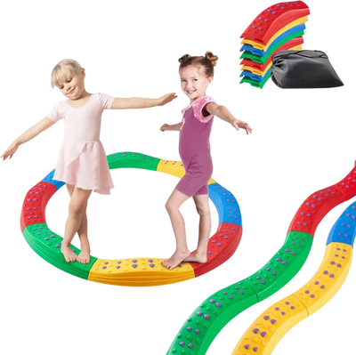 Vevor Balance Beam Stepping Stones 8-Pc Kids Montessori Balance Board Set New