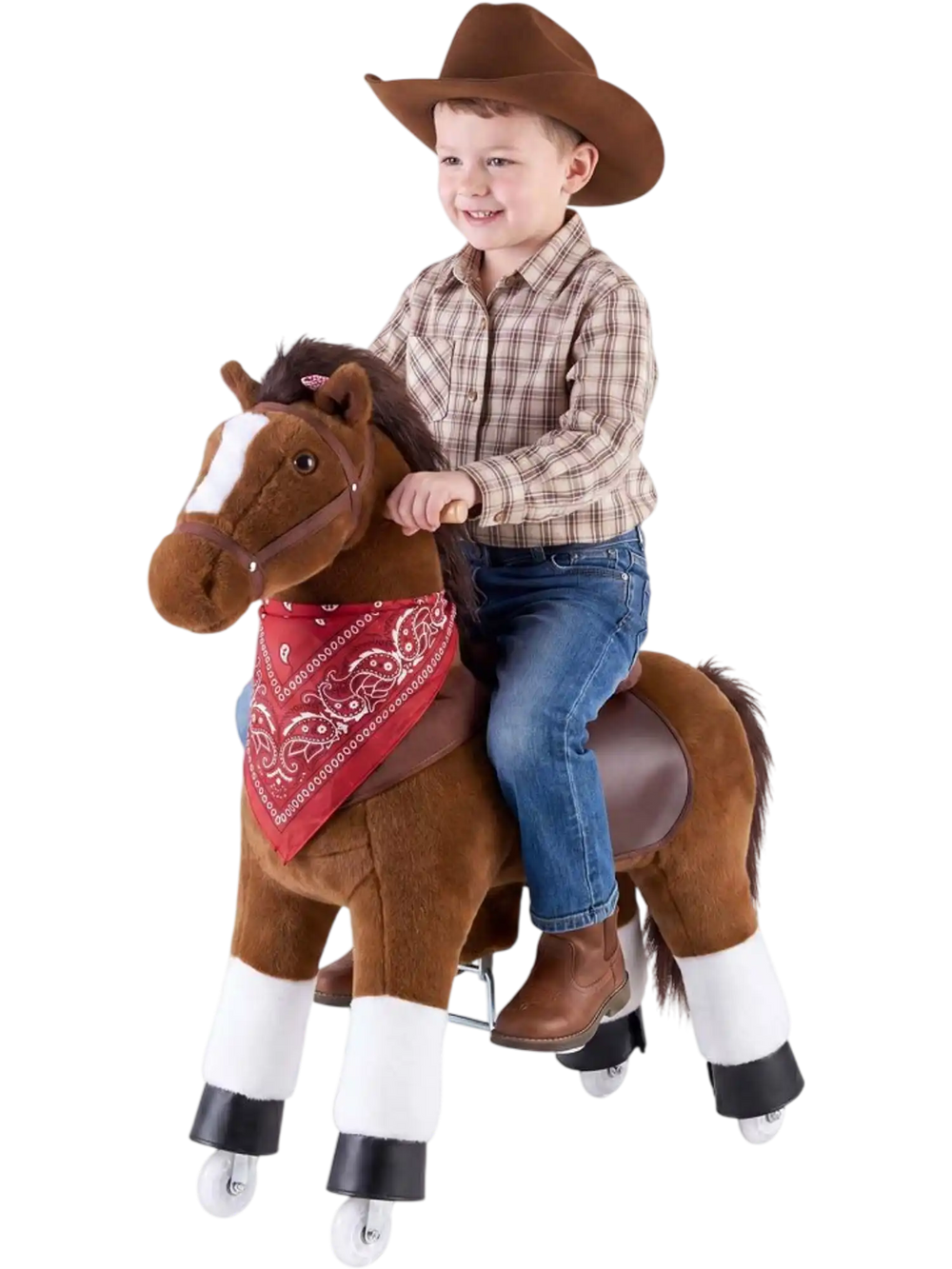VEVOR Ride On Horse, Riding Pony Toys for Kids, No Battery Required, Smooth Wheels with Anti-Roll Stop Ring, Upgraded Raised Seat, Handles, Sturdy Pedals, 176 lbs Max Load Capacity for Ages 6+