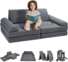 VEVOR Kids Couch, 10Pcs Modular Kids Play Couch, Toddler Couch Sofa Bed, Kids Chair Seat Playroom Furniture, Kids Sofa with Removable Cover for Kids Girls & Boys, Grey
