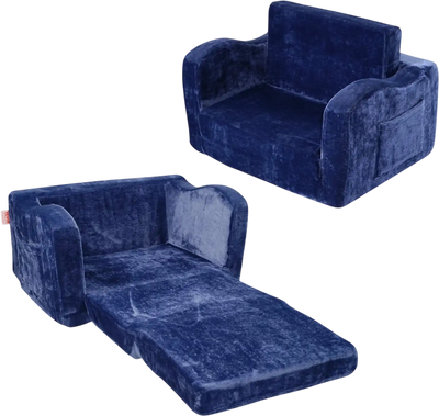 Vevor Kids Couch Foldable 2-in-1 Toddler Sofa Bed Blue New