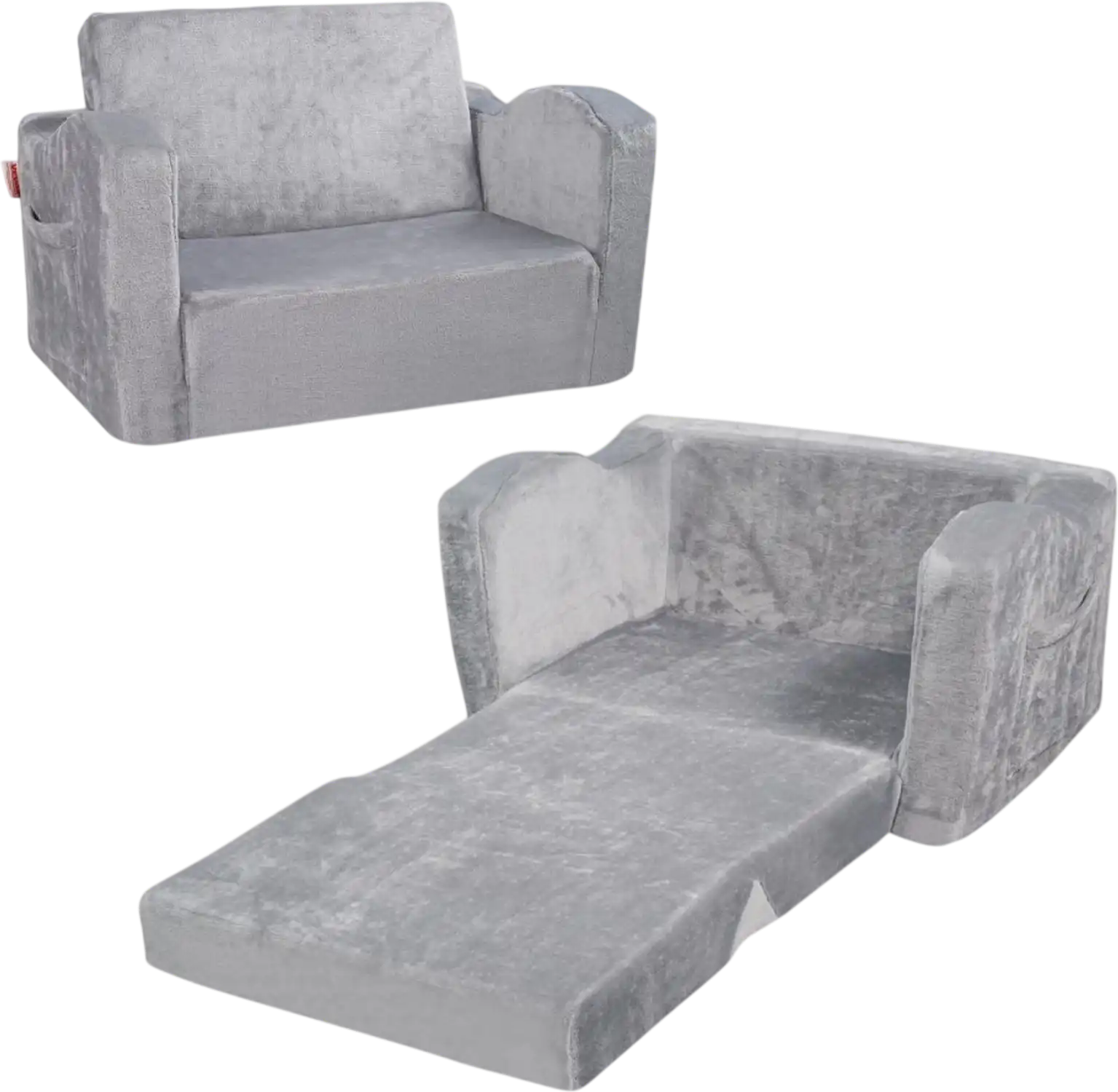 Vevor Kids Couch Foldable 2-in-1 Toddler Sofa Bed Grey New