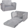 VEVOR Kids Couch, Toddler Chairs Comfy, 2-in-1 Toddler Couch Sofa Bed Fold Out, Convertible Sofa to Lounger, Kids Chair Seat Playroom Furniture for Kids Girls & Boys, Grey
