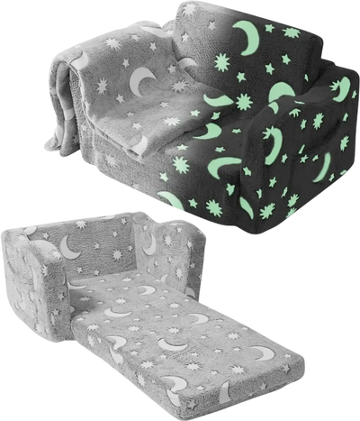 Vevor Kids Sofa Fold-Out Glow-in-the-Dark Convertible Toddler Couch New