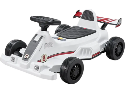 VEVOR Electric Go Kart, 6V 4.5Ah Battery, Pedal Go Kart Portable Outdoor Race Toy for Kids Ages 2+, 20000 RPM Motor, 2 MPH Constant Speed, LED Headlight & Horn, Non-slip Tires, 44 lbs Max Load, White