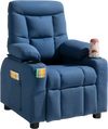 VEVOR Kids Recliner Chair, Toddler Lounger with Cup Holders & Pockets, 107° to 126° Adjustable Back, Breathable Polyester Upholstery Reclining Sofa with Foot-rest, for Boys and Girls, Children (Blue)