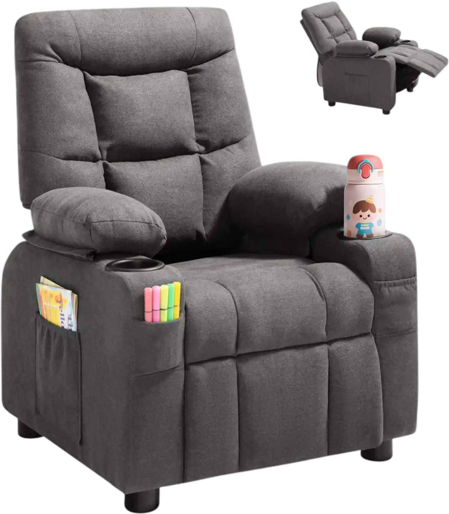 Vevor Kids Reclining Chair Adjustable Toddler Recliner Gray New