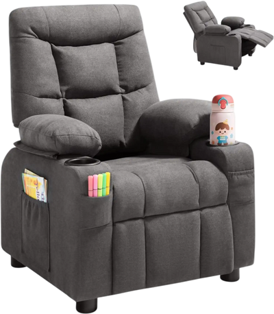 Vevor Kids Reclining Chair Adjustable Toddler Recliner Gray New