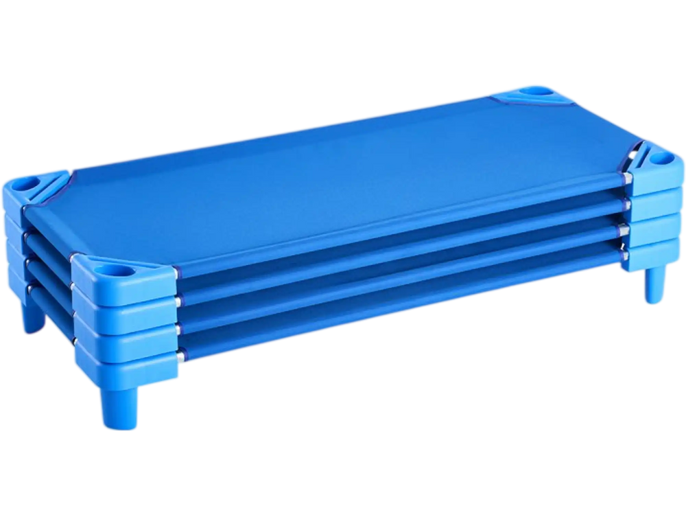 VEVOR Stackable Kiddie Cot, Pack of 4,  Portable Toddler Nap Cots, Standard Size 52" L x 23" W Daycare Cots for Kids, Preschool Classroom Daycare Beds for Sleeping, Resting, Naptime, Blue