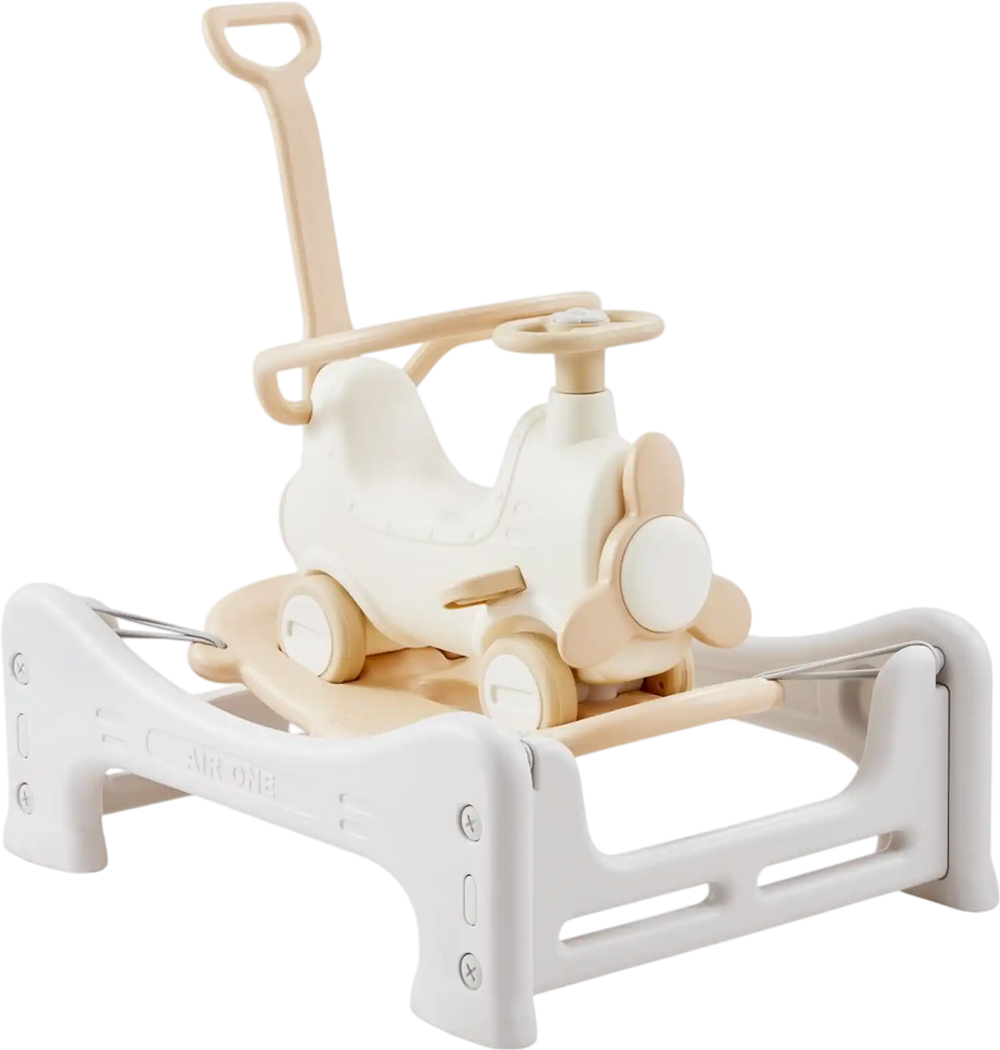 VEVOR 5 in 1 Rocking Horse for Toddlers 1-3 Years, Baby Rocking Horse with Trampoline, Detachable Balance Board, Push Handle and 4 Smooth Wheels, Support to 80lbs Kids Ride on Toy, White